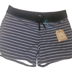 Firefly Women's Striped Navy and White Swim Shorts S